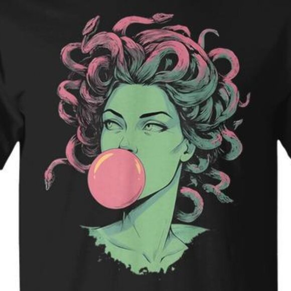 Medusa Bubblegum Mythological Snake Hair Goddess Feminist T-Shirt 141 - Picture 2 of 5